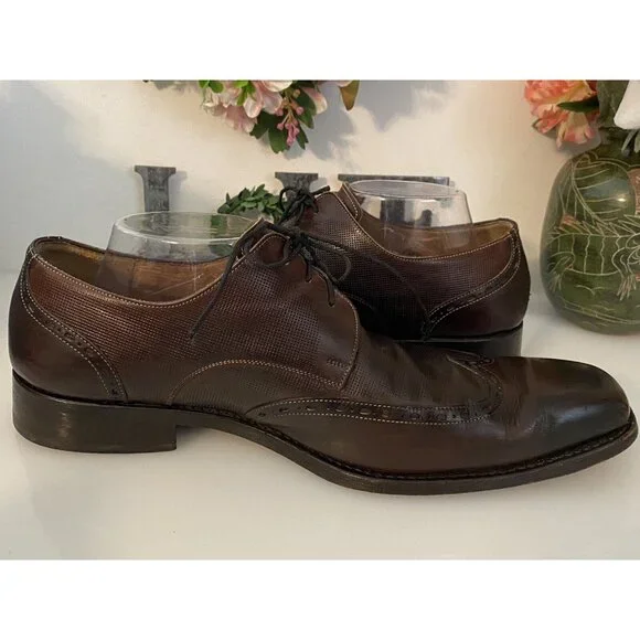 Calzoleria Harris Italy Barney's NY Handmade Oxford Wing Tip Dress Shoes Sz 10.5